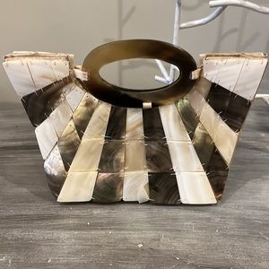 Mad By Design Mother of Pearl Tile Handcrafted Purse Vintage